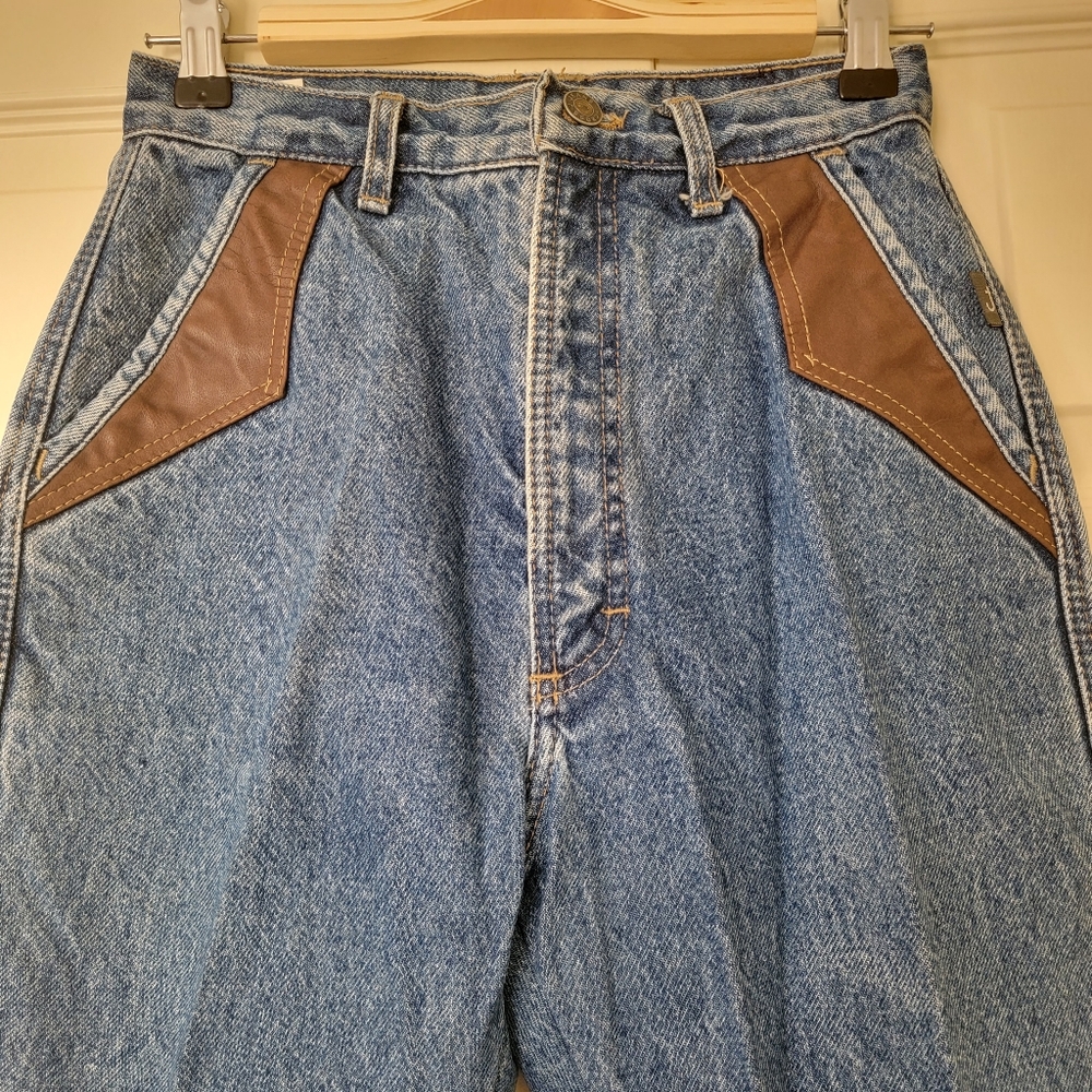 Vintage Cross J Jeans with brown pleather detailing